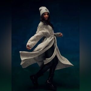 NWT LITA BY CIARA Love Language Oversize Ribbed Merino Wool Blend Wrap Coat-XL